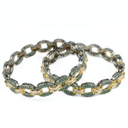 Black Plated Oval Loop Bangles (Pack of 2) - Opal Touch