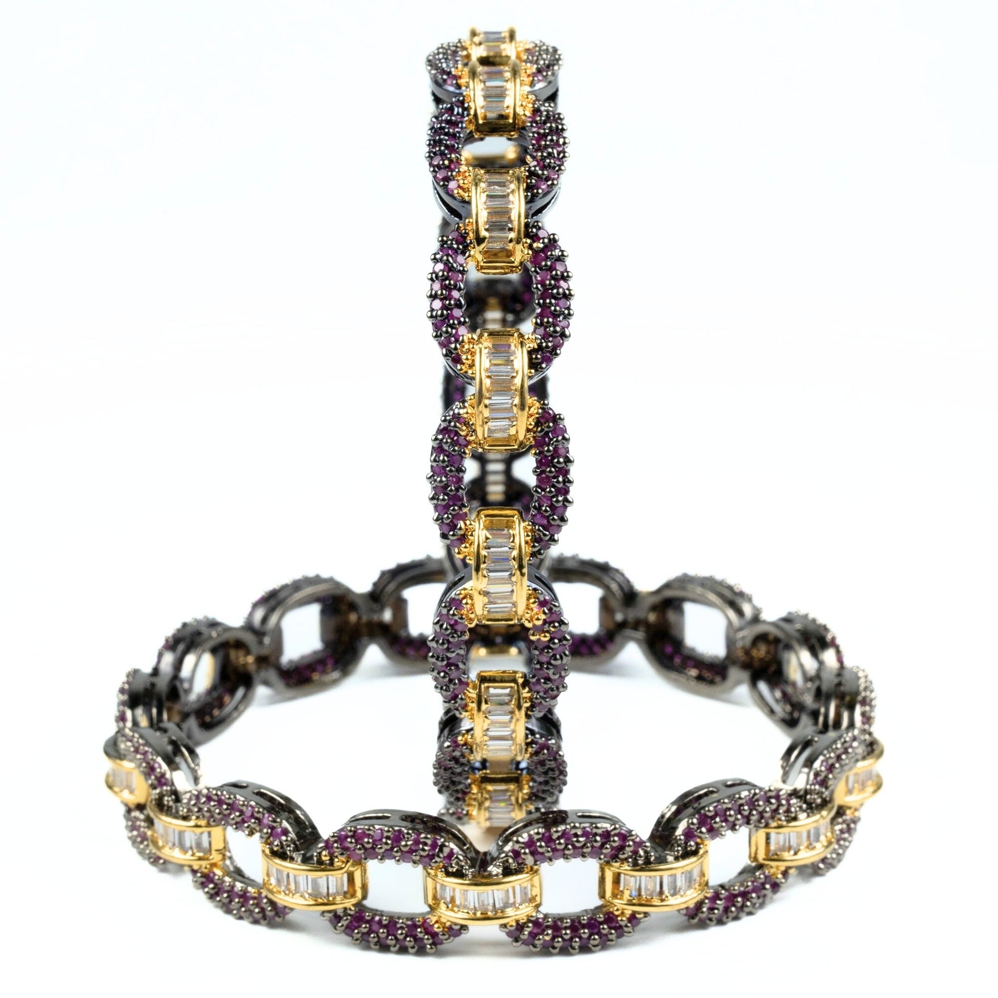 Black Plated Oval Loop Bangles (Pack of 2) - Opal Touch