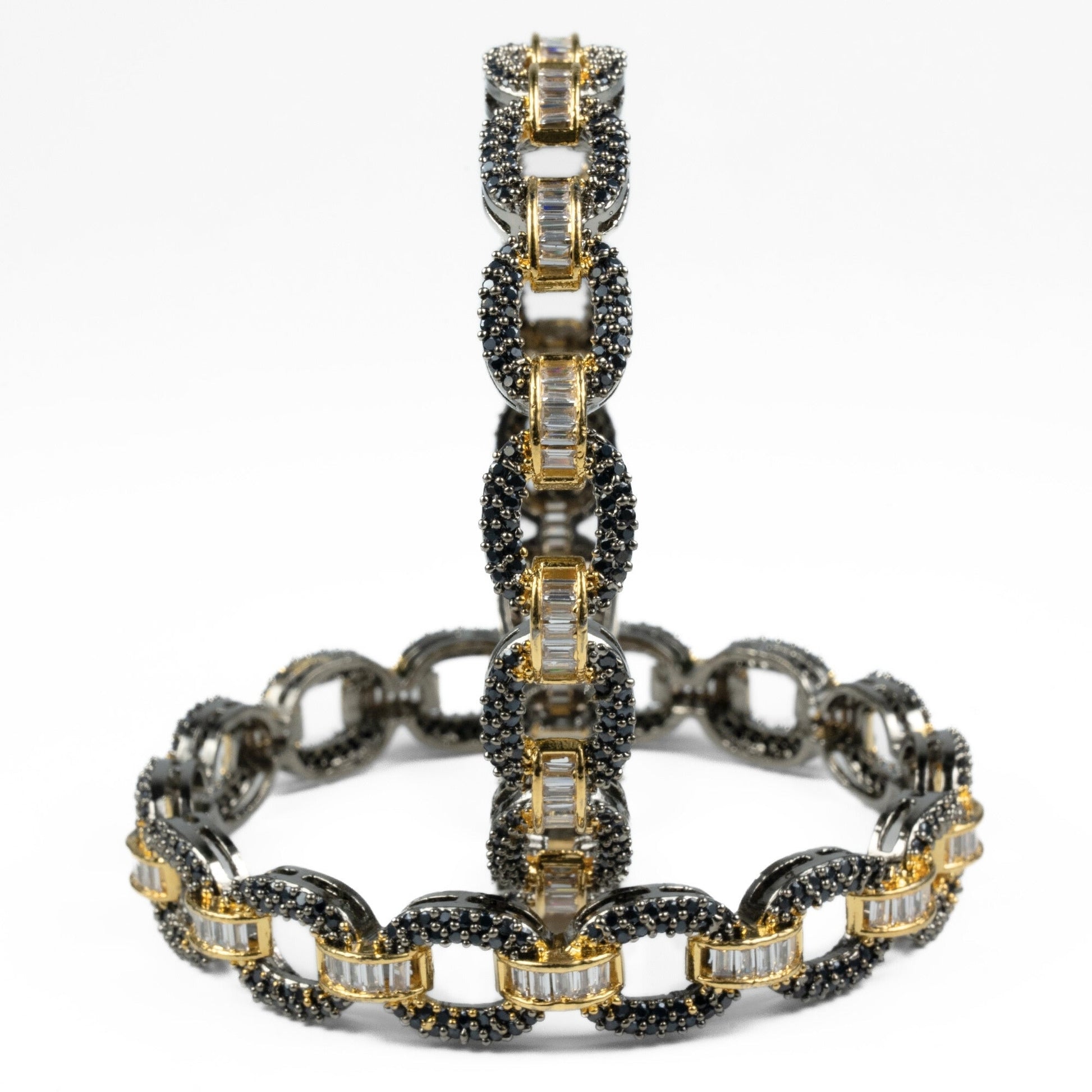 Black Plated Oval Loop Bangles (Pack of 2) - Opal Touch