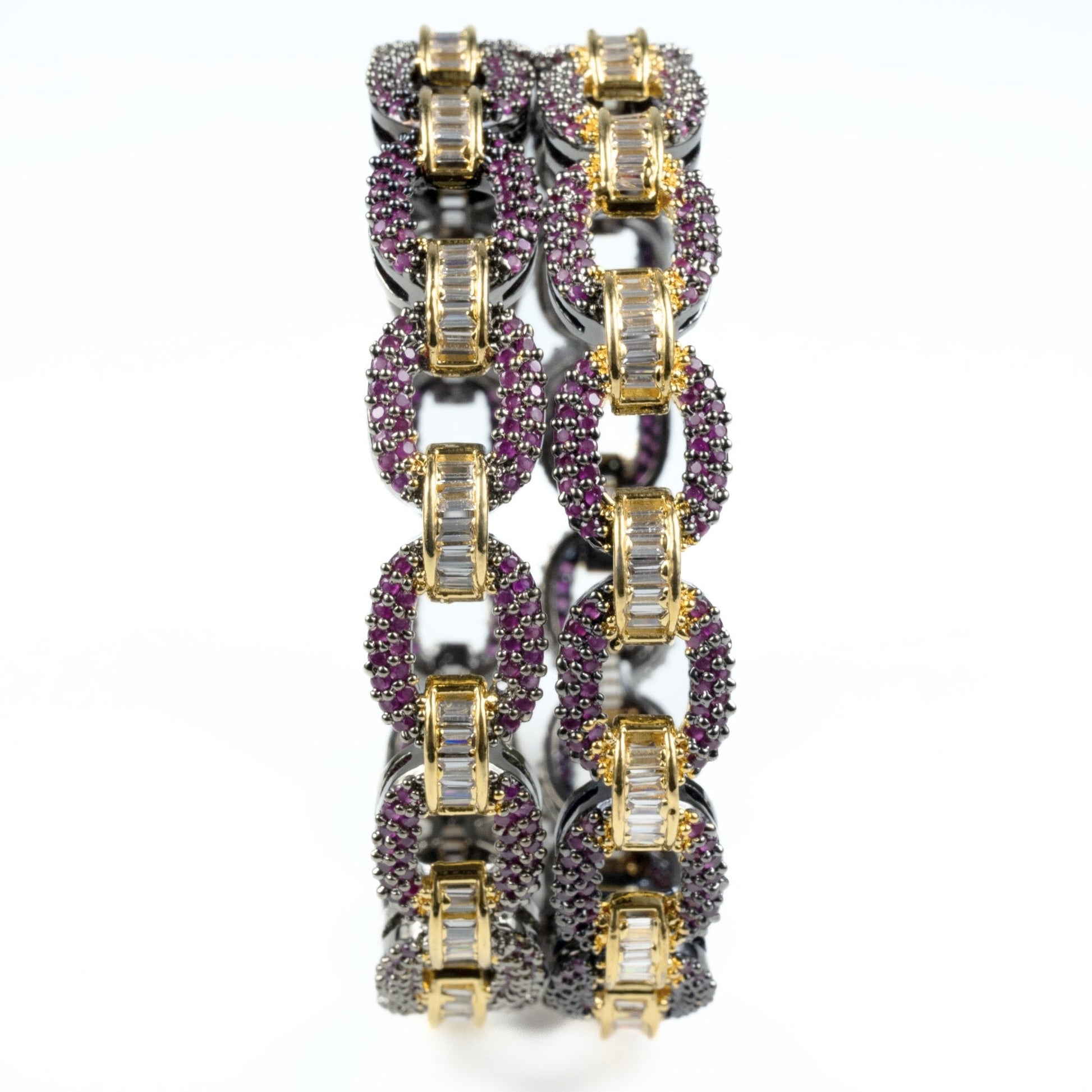 Black Plated Oval Loop Bangles (Pack of 2) - Opal Touch