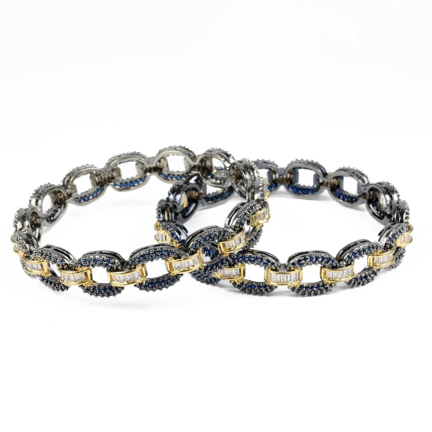 Black Plated Oval Loop Bangles (Pack of 2) - Opal Touch