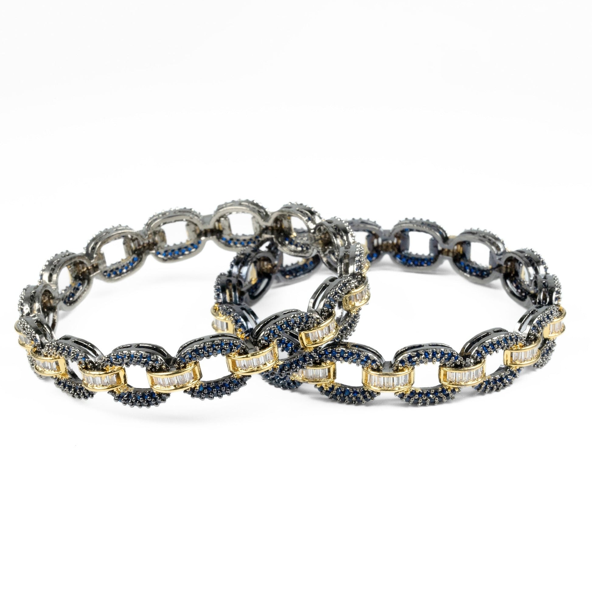 Black Plated Oval Loop Bangles (Pack of 2) - Opal Touch