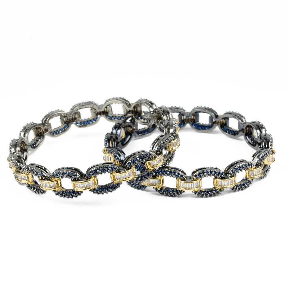 Black Plated Oval Loop Bangles (Pack of 2) - Opal Touch