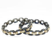 Black Plated Oval Loop Bangles (Pack of 2) - Opal Touch