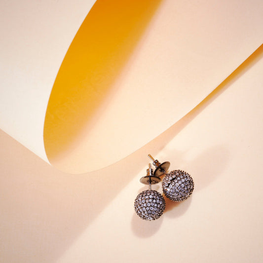 Opal Touch - Black Round Diamond Stud Earrings - Studs