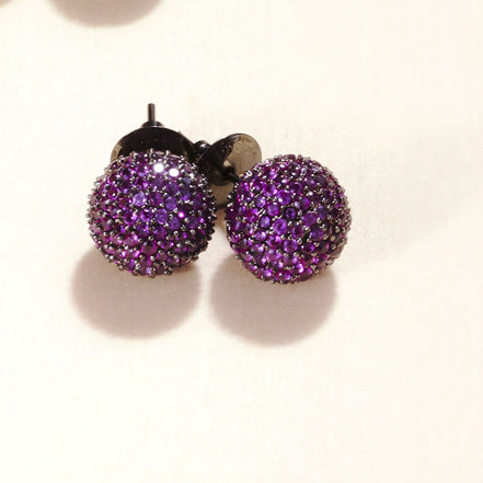 Opal Touch - Black Round Diamond Stud Earrings - Studs