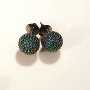 Opal Touch - Black Round Diamond Stud Earrings - Studs