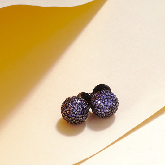 Opal Touch - Black Round Diamond Stud Earrings - Studs