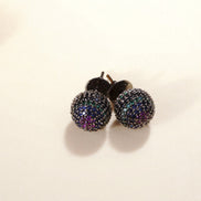 Opal Touch - Black Round Diamond Stud Earrings - Studs
