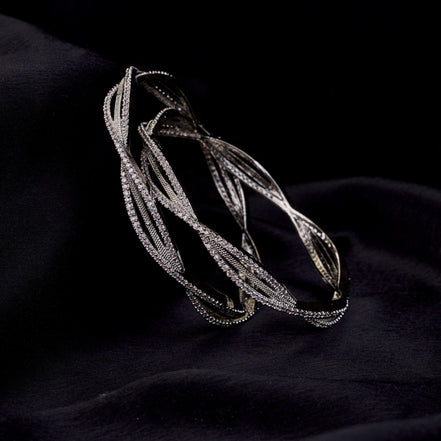 Bangles - Bloom Circlet Rhodium Plated Bangles - Opal Touch