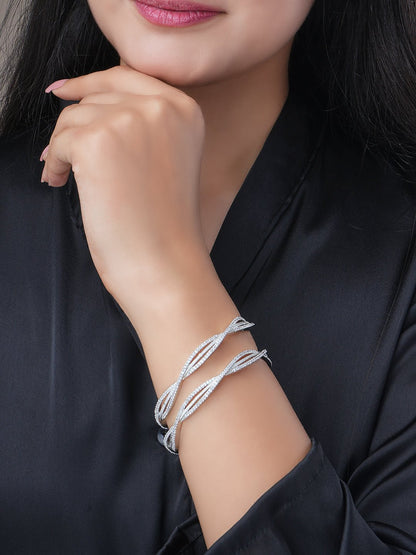 Bangles - Bloom Circlet Rhodium Plated Bangles - Opal Touch
