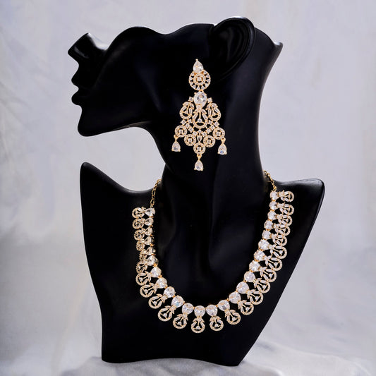 Necklace - Blooming Elegance Gold Plated Necklace - Opal Touch