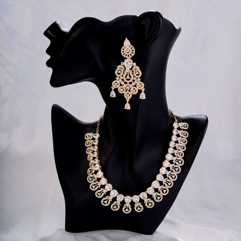 Necklace - Blooming Elegance Gold Plated Necklace - Opal Touch