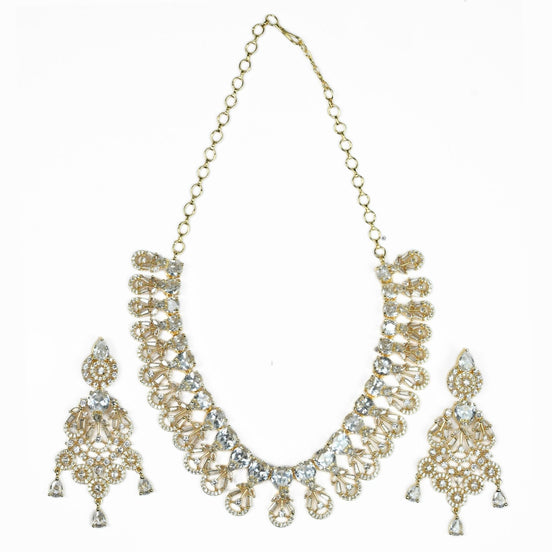 Necklace - Blooming Elegance Gold Plated Necklace - Opal Touch