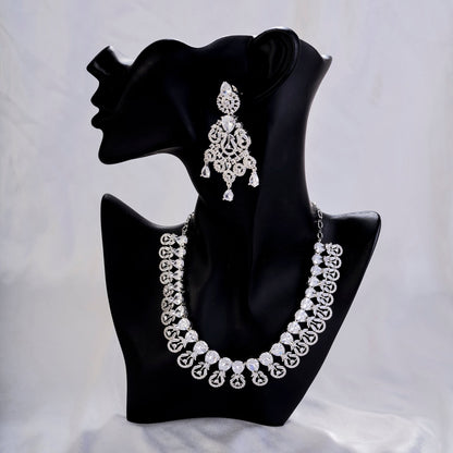 Necklace - Blooming Elegance Rhodium Necklace - Opal Touch