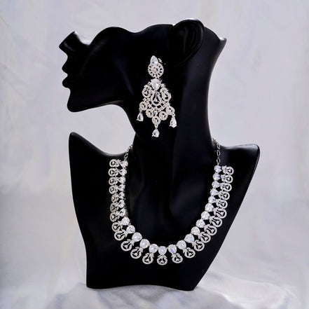 Necklace - Blooming Elegance Rhodium Necklace - Opal Touch