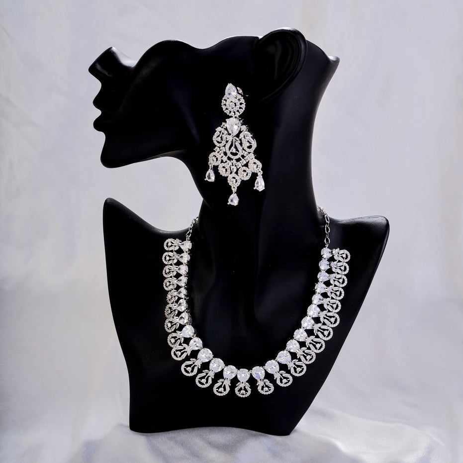 Necklace - Blooming Elegance Rhodium Necklace - Opal Touch