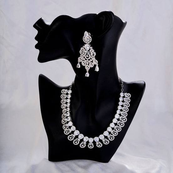 Necklace - Blooming Elegance Rhodium Necklace - Opal Touch