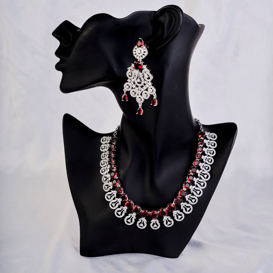 Necklace - Blooming Elegance Rhodium Necklace - Opal Touch