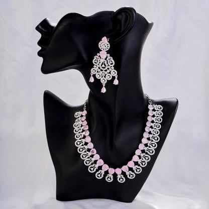 Necklace - Blooming Elegance Rhodium Necklace - Opal Touch