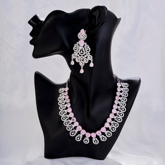 Necklace - Blooming Elegance Rhodium Necklace - Opal Touch