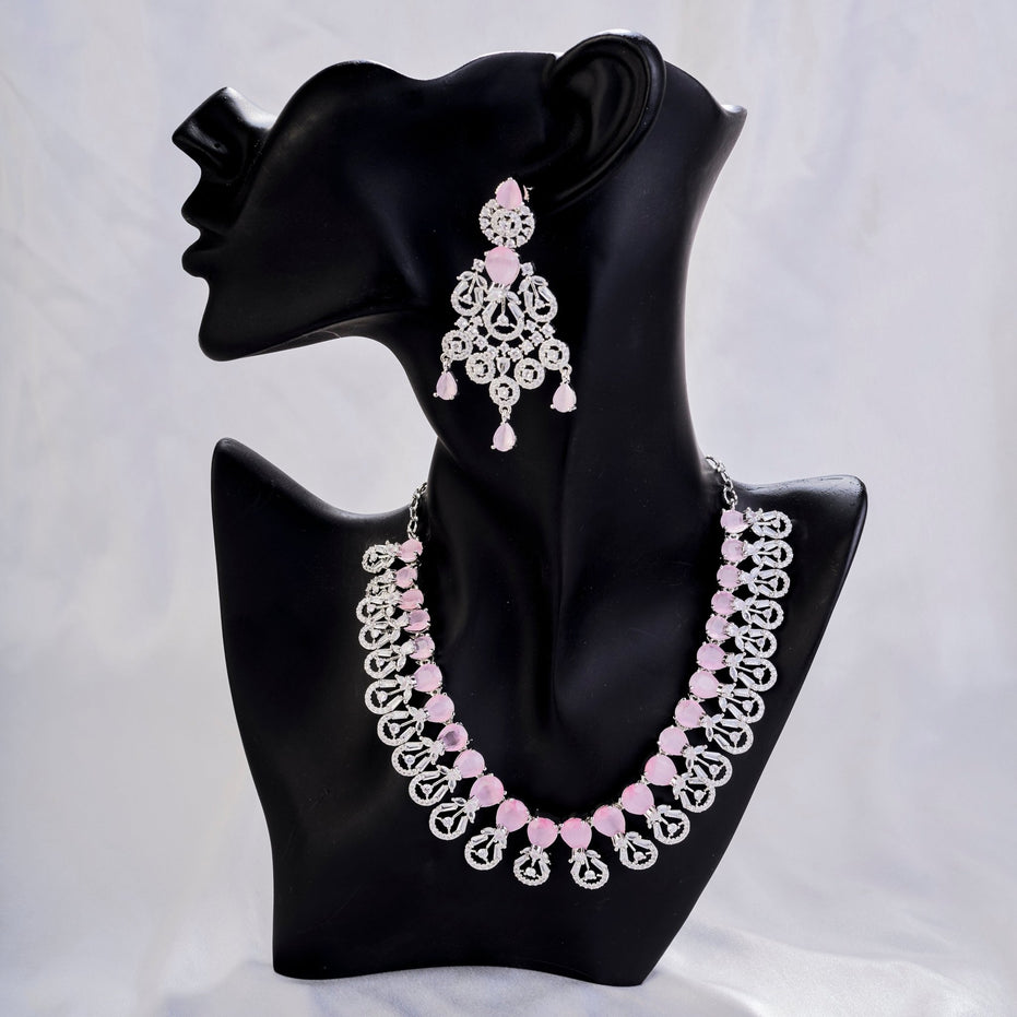 Necklace - Blooming Elegance Rhodium Necklace - Opal Touch