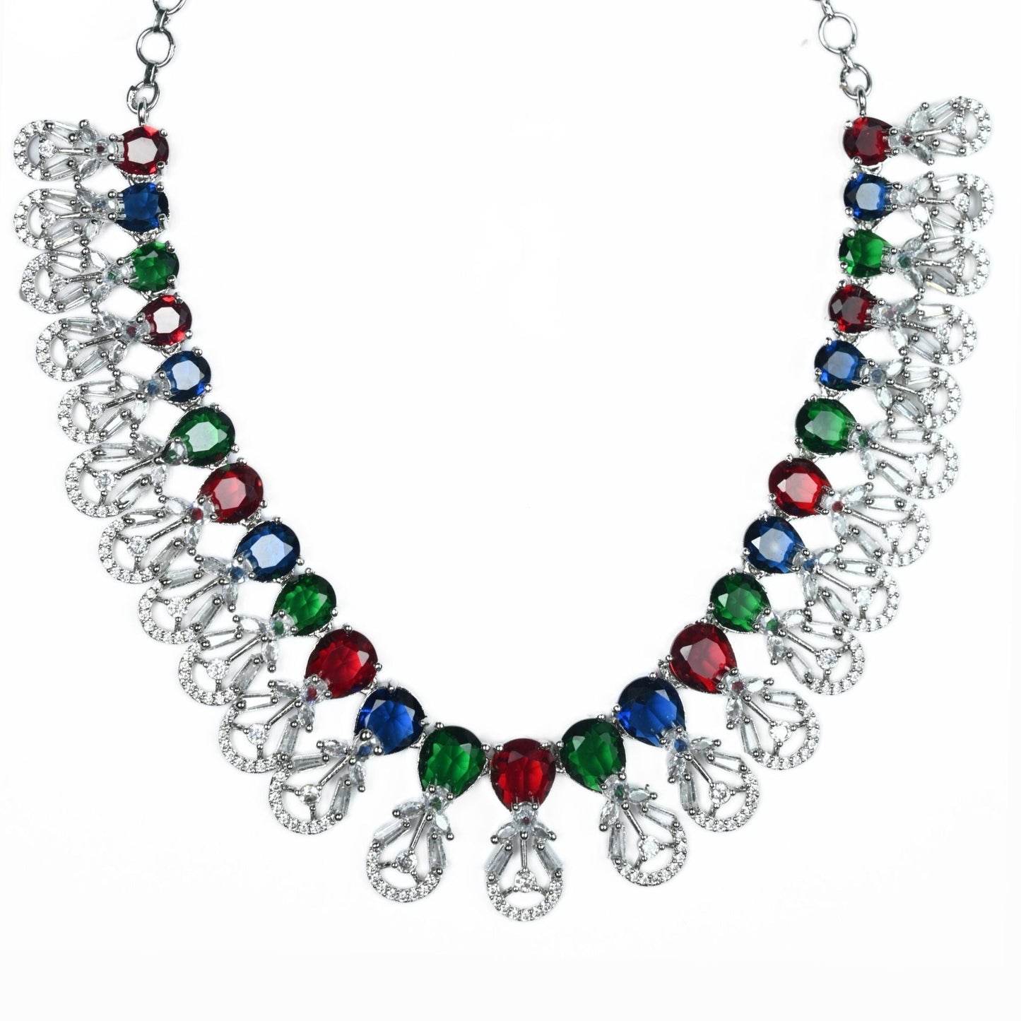 Necklace - Blooming Elegance Rhodium Necklace - Opal Touch