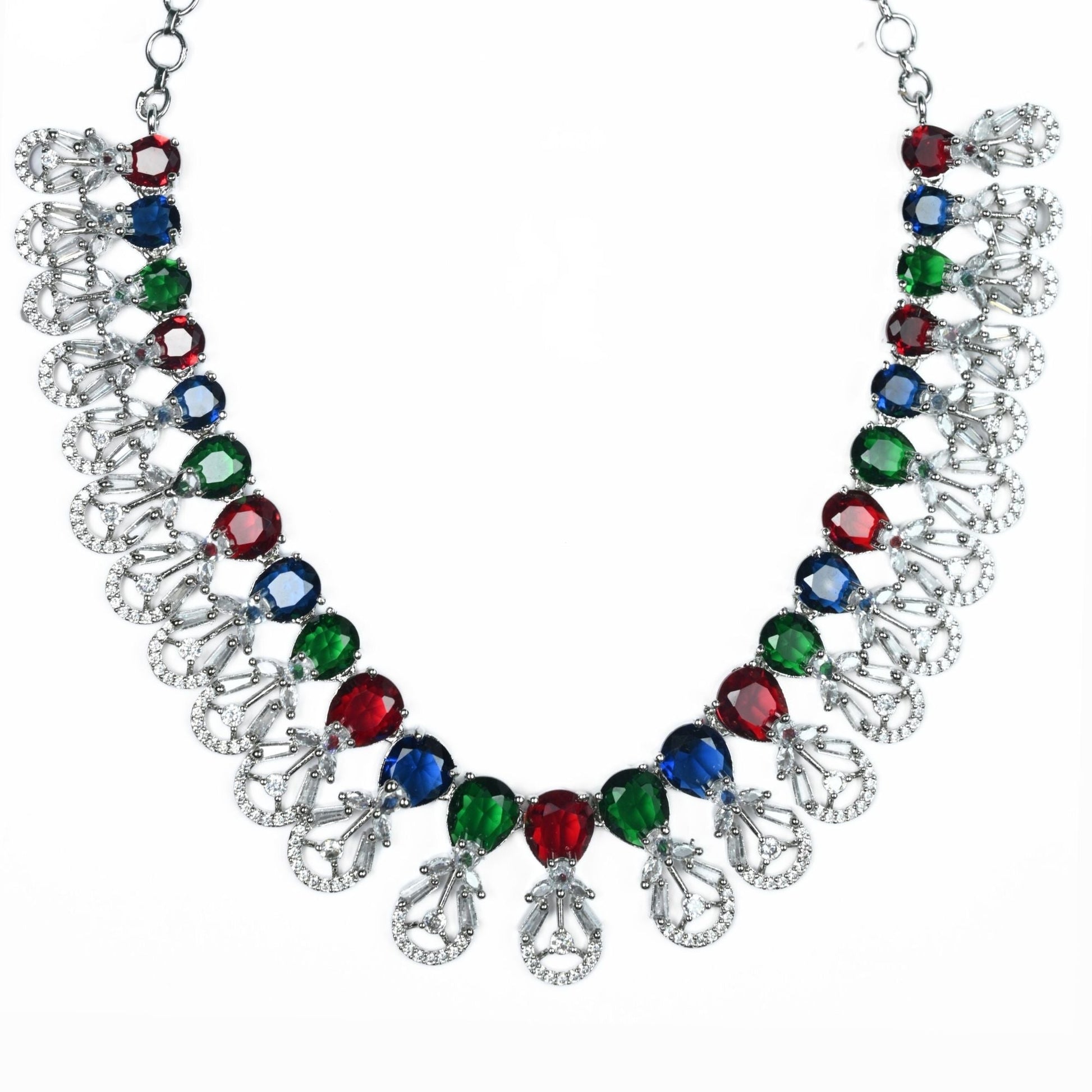 Necklace - Blooming Elegance Rhodium Necklace - Opal Touch