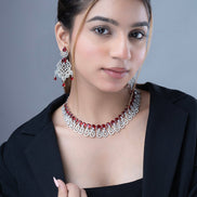 Necklace - Blooming Elegance Rhodium Necklace - Opal Touch