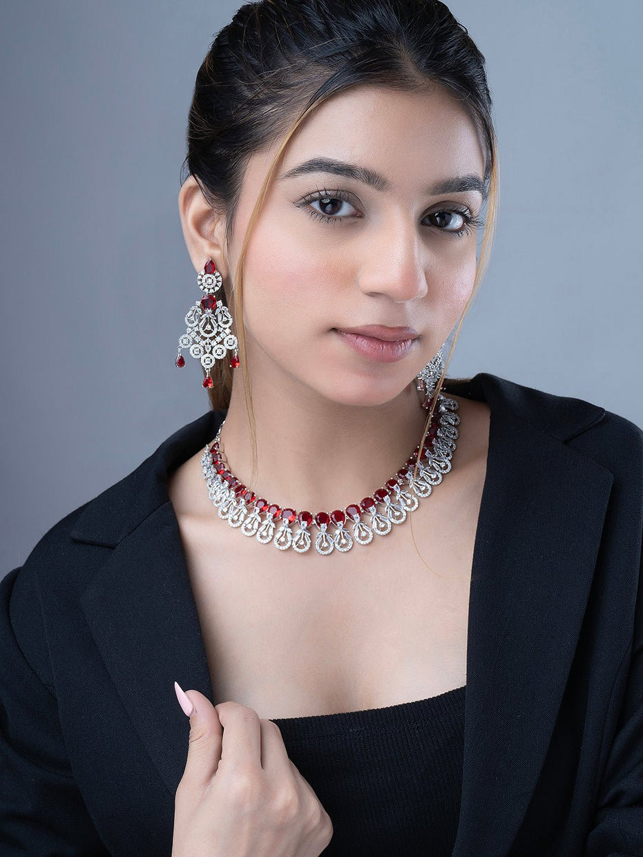 Necklace - Blooming Elegance Rhodium Necklace - Opal Touch