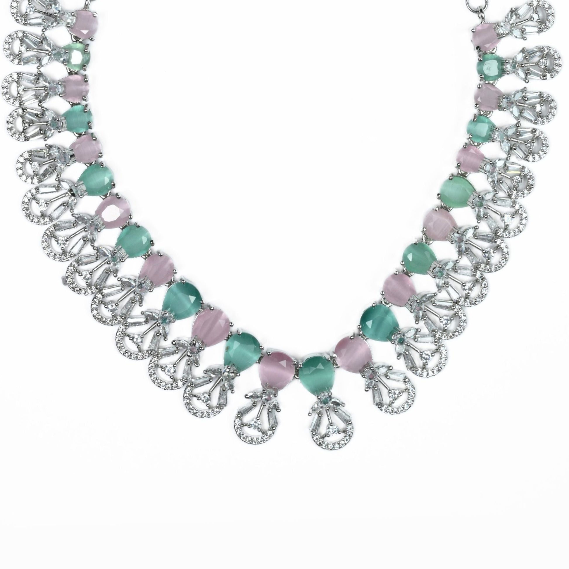 Necklace - Blooming Elegance Rhodium Necklace - Opal Touch