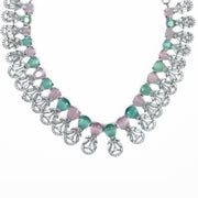 Necklace - Blooming Elegance Rhodium Necklace - Opal Touch