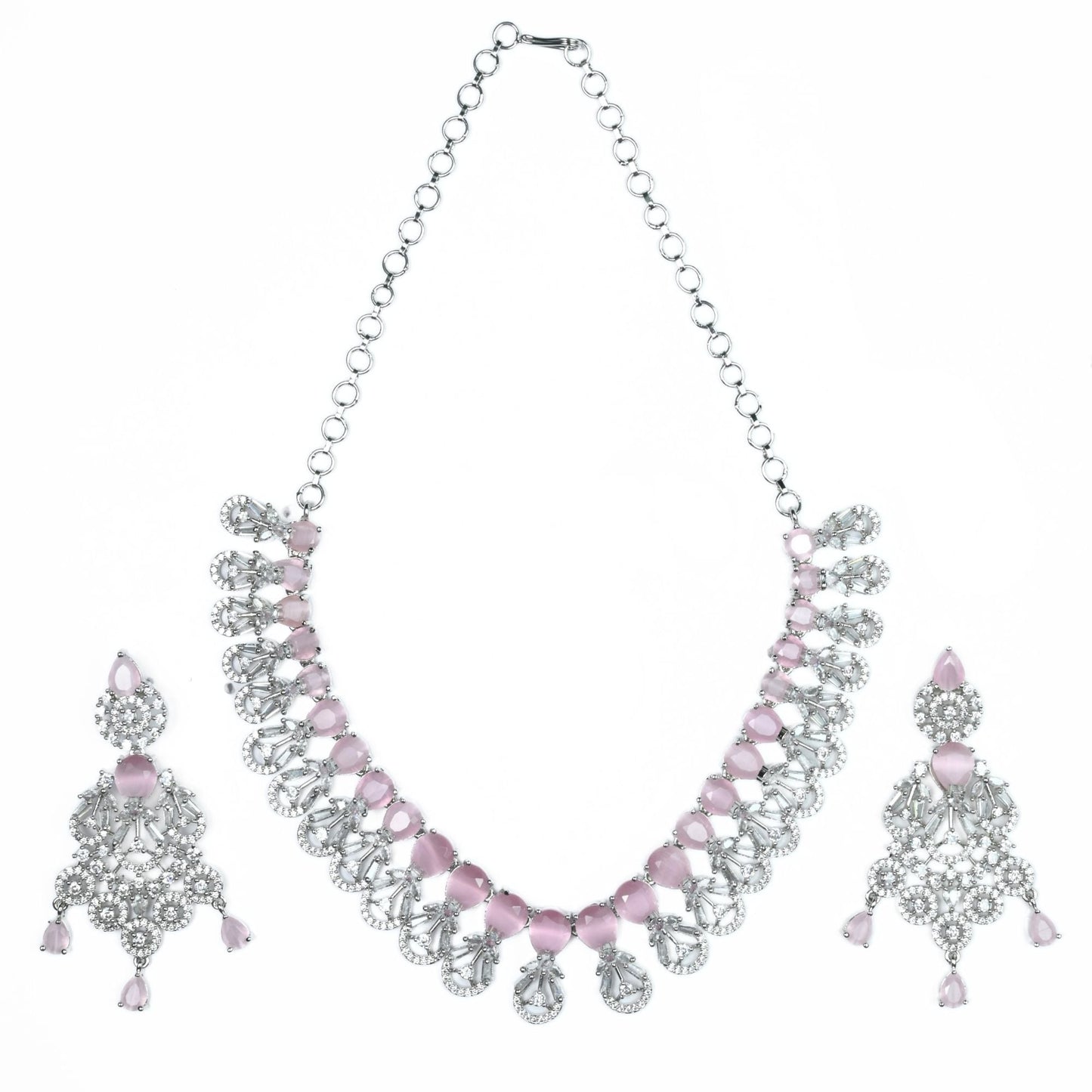 Necklace - Blooming Elegance Rhodium Necklace - Opal Touch