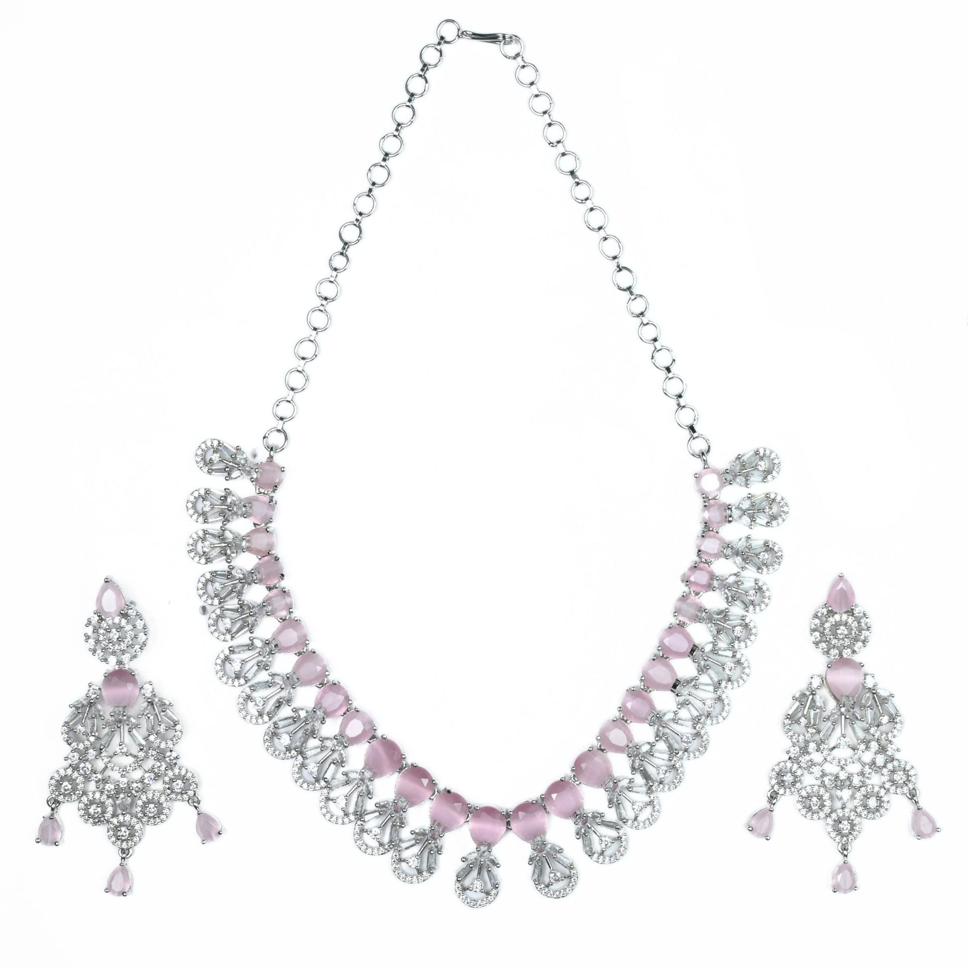 Necklace - Blooming Elegance Rhodium Necklace - Opal Touch