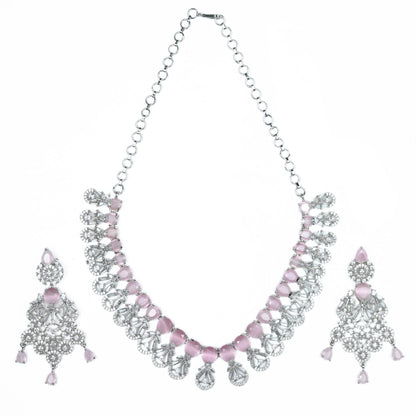 Necklace - Blooming Elegance Rhodium Necklace - Opal Touch