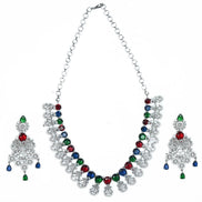 Necklace - Blooming Elegance Rhodium Necklace - Opal Touch