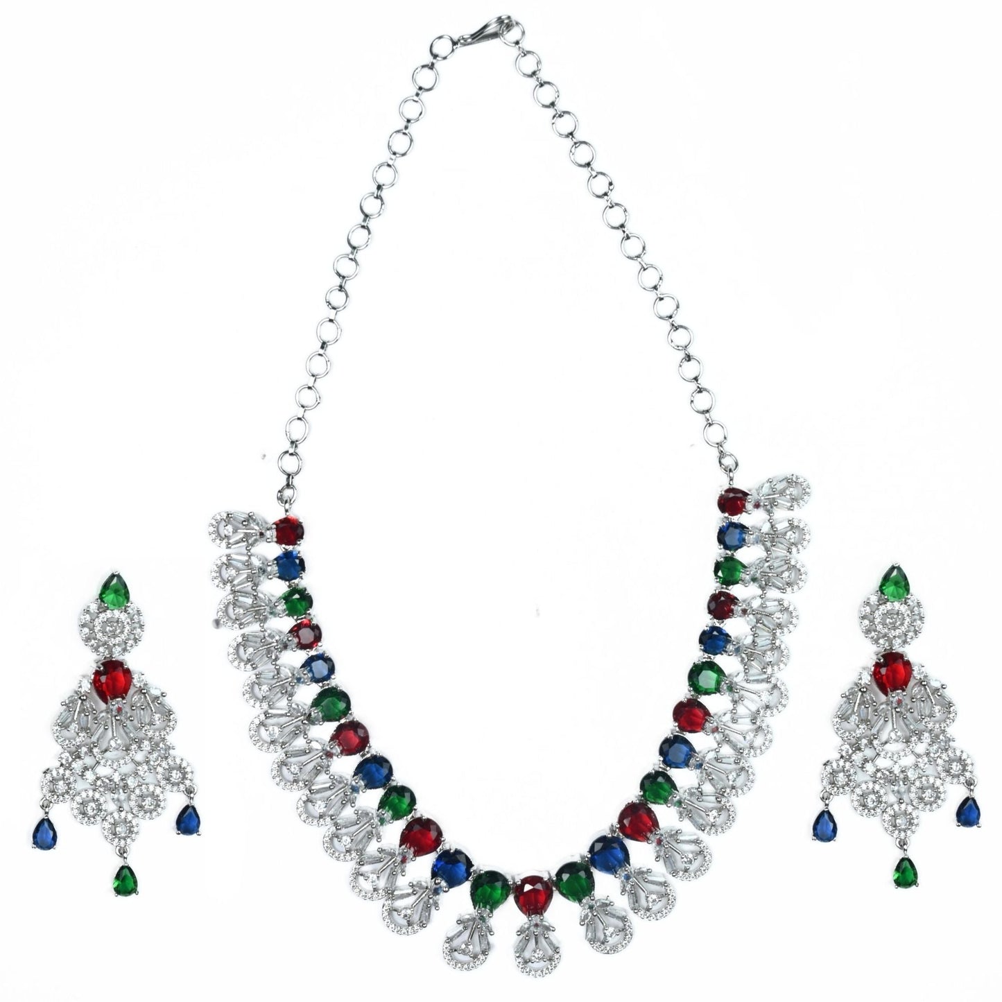 Necklace - Blooming Elegance Rhodium Necklace - Opal Touch