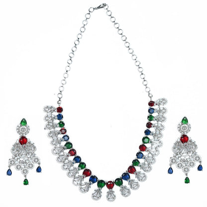 Necklace - Blooming Elegance Rhodium Necklace - Opal Touch