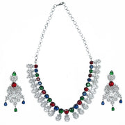 Necklace - Blooming Elegance Rhodium Necklace - Opal Touch