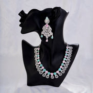 Necklace - Blooming Elegance Rhodium Necklace - Opal Touch