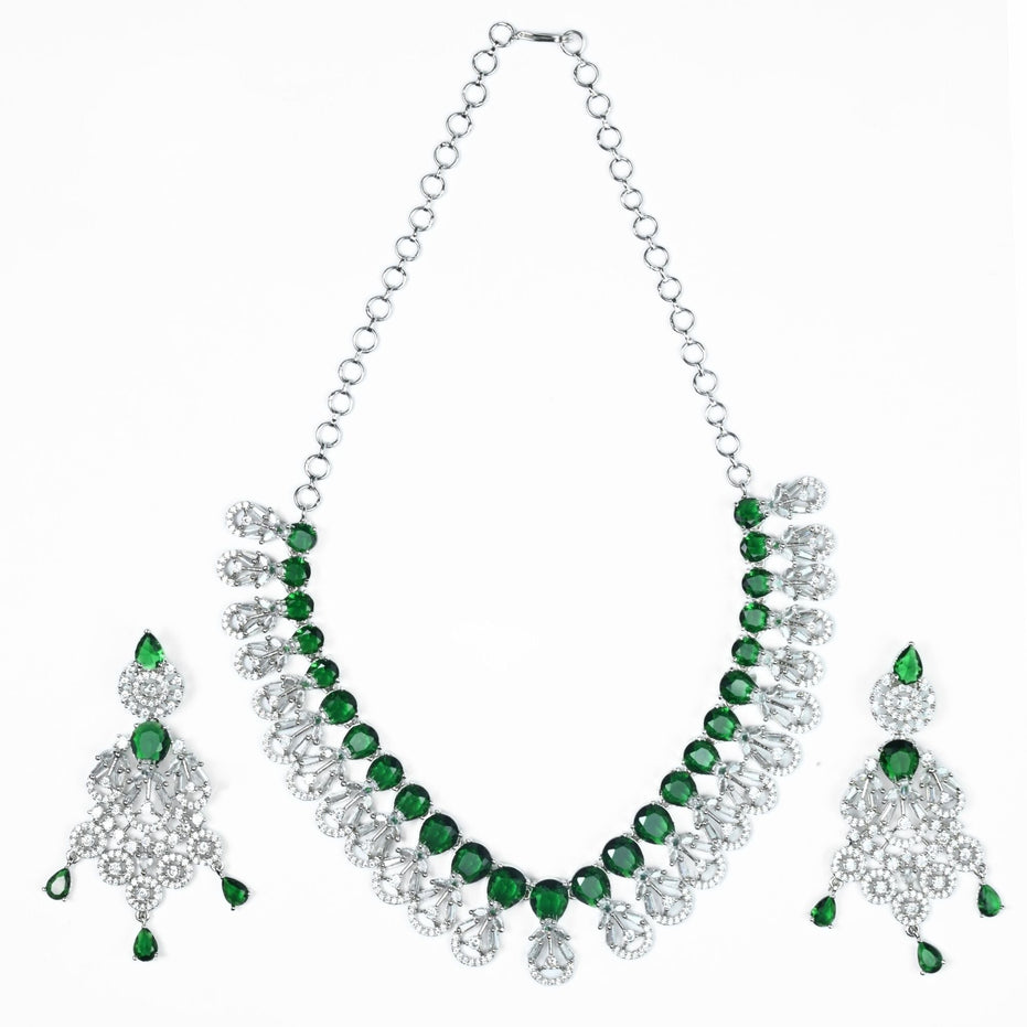 Necklace - Blooming Elegance Rhodium Necklace - Opal Touch