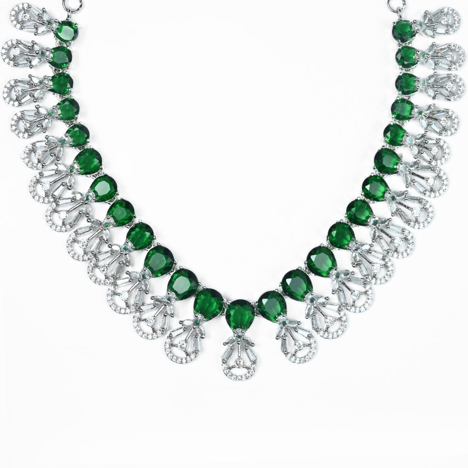Necklace - Blooming Elegance Rhodium Necklace - Opal Touch