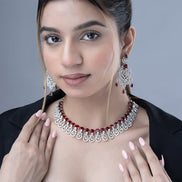 Necklace - Blooming Elegance Rhodium Necklace - Opal Touch