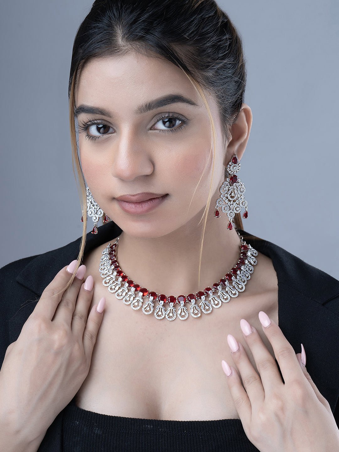 Necklace - Blooming Elegance Rhodium Necklace - Opal Touch