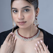 Necklace - Blooming Elegance Rhodium Necklace - Opal Touch