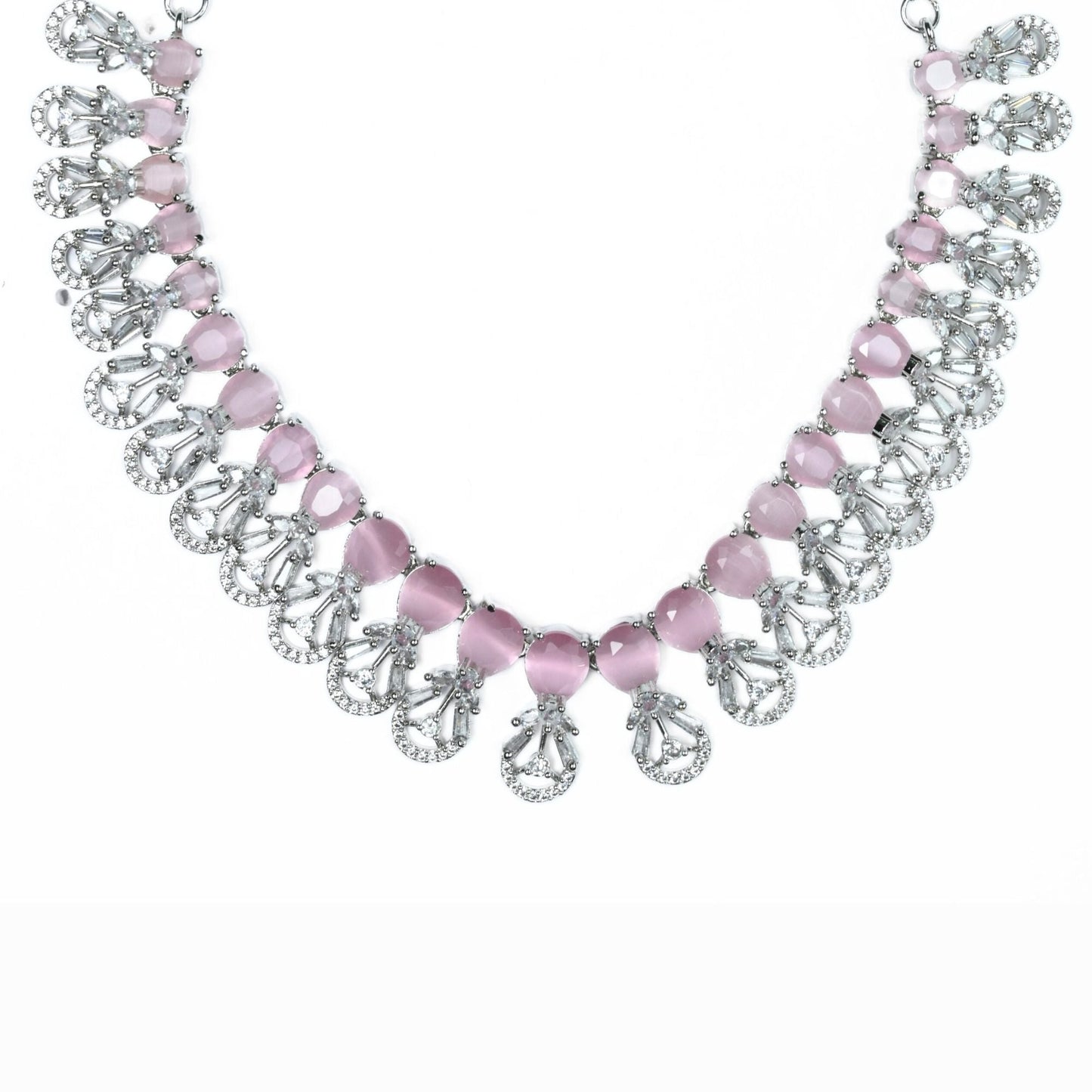 Necklace - Blooming Elegance Rhodium Necklace - Opal Touch