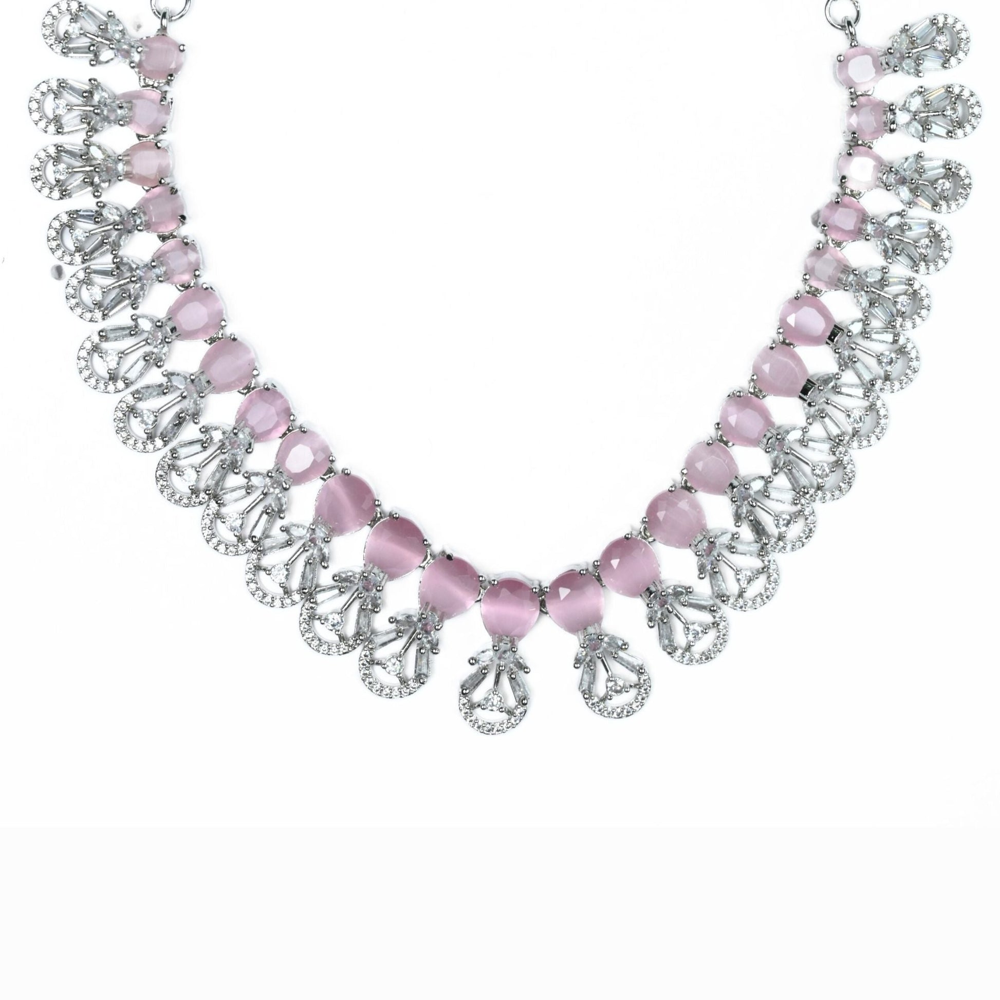 Necklace - Blooming Elegance Rhodium Necklace - Opal Touch