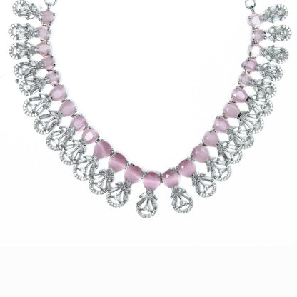 Necklace - Blooming Elegance Rhodium Necklace - Opal Touch
