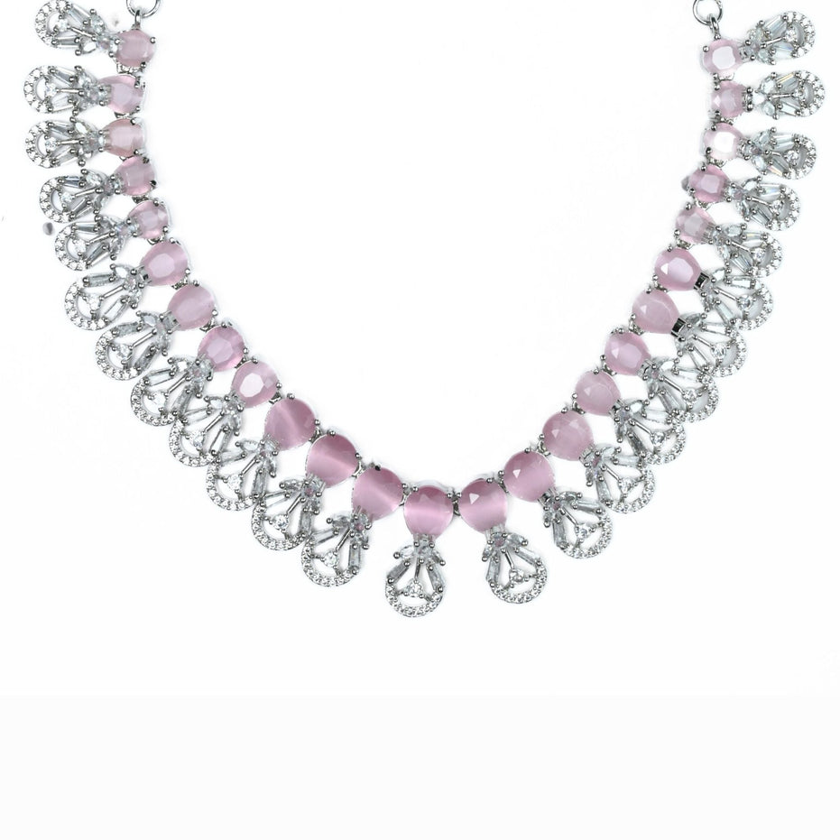Necklace - Blooming Elegance Rhodium Necklace - Opal Touch