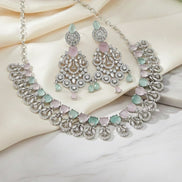 Blooming Elegance Rhodium Necklace - Opal Touch